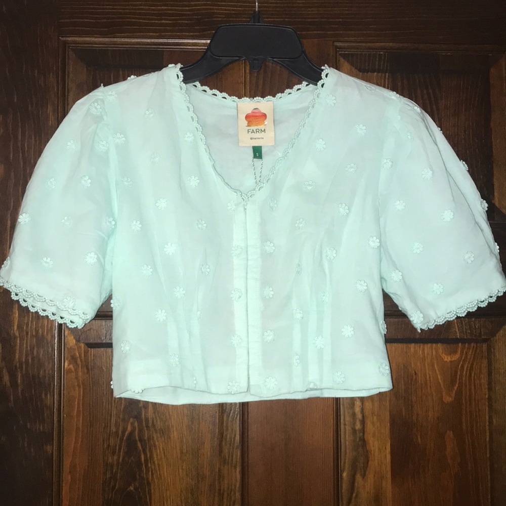 Farm Rio Harmonia Crop Top Turquoise - Picture 3 of 7